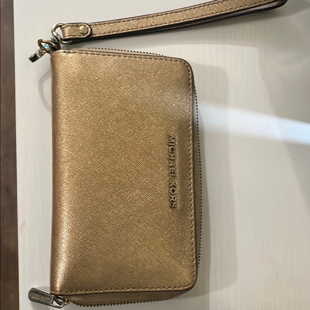 Michael Kors Gold Wristlet Wallet
